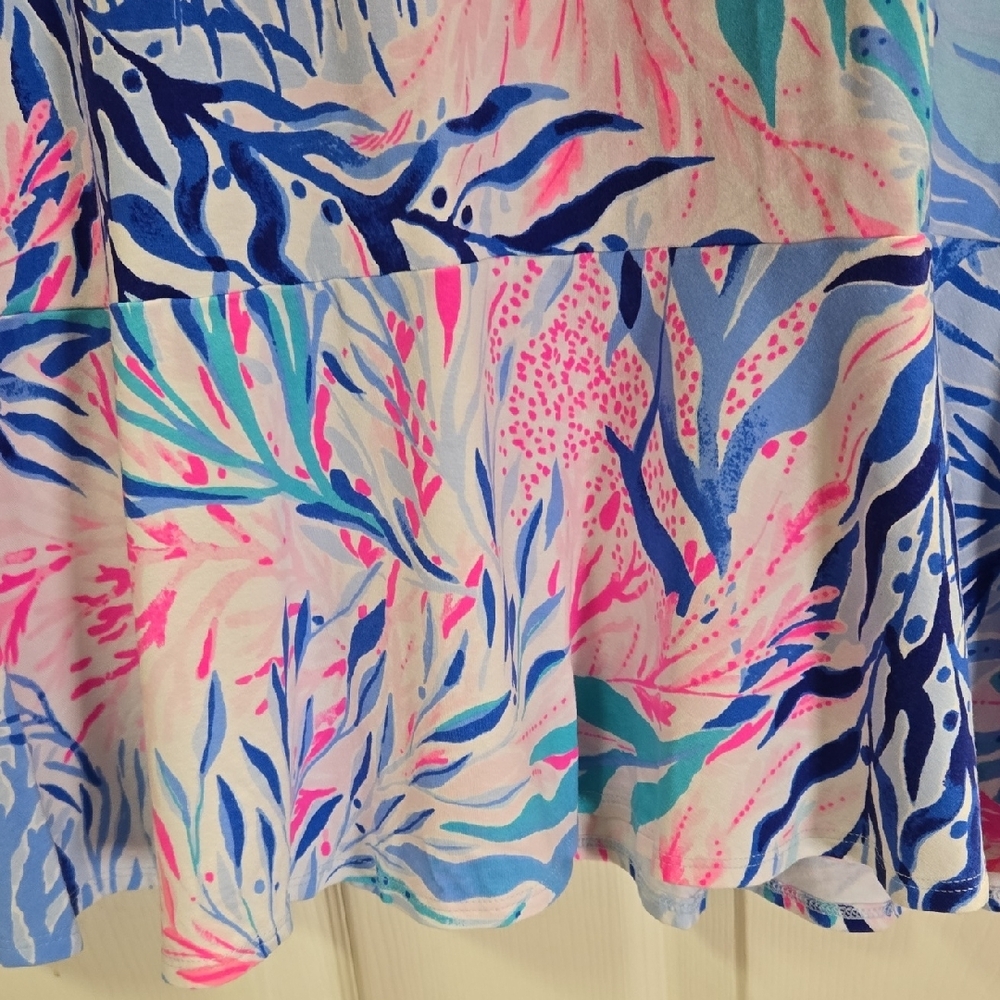 Girls Lilly Pulitzer Pink and Blue Flutter Sleeve Sundress - Picture 5 of 6